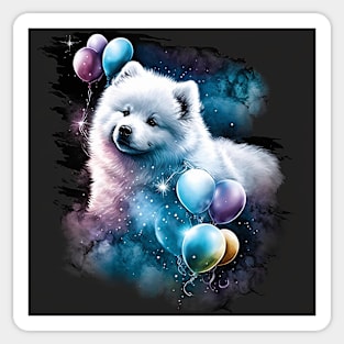 Samoyed With Balloons Sticker